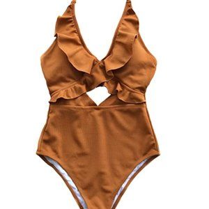 CUPSHE Falbala Halter One-Piece Swimsuit